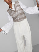 Brunello Cucinelli Crepe De Chine Net Embroidered Top