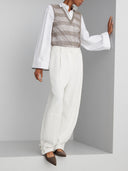 Brunello Cucinelli Crepe De Chine Net Embroidered Top