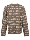 Balenciaga Allover Logo Wool Cardigan