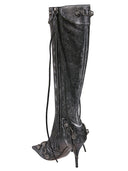 Balenciaga Le Cagole Denim Print Leather Boots