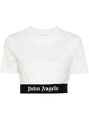 Palm Angels Logo Cotton beskåret T -shirt