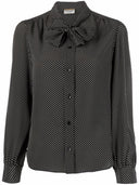 Saint Laurent Micro Polka Dot Blusa