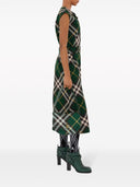 Burberry Check Motif Wool Midi Dress