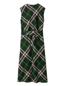 Burberry Check Motif Wool Midi Dress