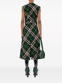 Burberry Check Motif Wool Midi Dress