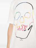 Paul Smith Linear Skull Print Cotton T Shirt