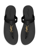 Saint Laurent Cassandre Leather Thong Sandals