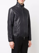 Chaqueta de blusón de cuero Emporio Armani