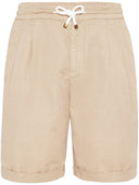 Brunello Cucinelli linned og bomuldsblanding Bermuda