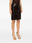 Tom Ford Croco Embossed Leather Midi Skirt