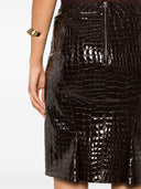 Tom Ford Croco Embossed Leather Midi Skirt