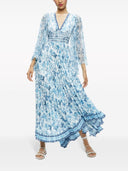 Alice + Olivia Sion Floral Print Pleated Maxi Dress
