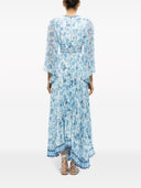 Alice + Olivia Sion Floral Print Pleated Maxi Dress