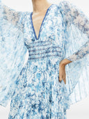 Alice + Olivia Sion Floral Print Pleated Maxi Dress