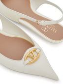 Valentino Garavani V Logo Leather Slingback Ballets