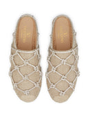 Valentino Garavani Crystal Embellished Linen Slippers