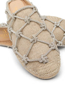 Valentino Garavani Crystal Embellished Linen Slippers