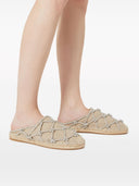 Valentino Garavani Crystal Embellished Linen Slippers