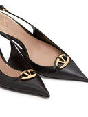 Valentino Garavani V Logo Moon Leather Slingback Pumps