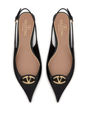 Valentino Garavani V Logo Leather Slingback Ballets