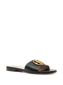 Bally Emblem Leather Flat Sandals