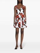 Alexander MC Queen Rose Print Flased Mini Sukienka
