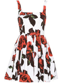 Alexander MC Queen Rose Print Flased Mini Sukienka