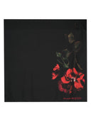 Alexander Mc Queen Rose Print Silk Scarf