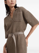 Brunello Cucinelli Cotton Net Dress With Belt