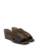 Brunello Cucinelli Wedge Suede Sandalen