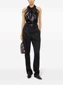 Jil Sander Cotton Top With Sequined Fringes