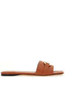 Ferragamo Gancini Leather Flat Sandals