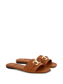 Ferragamo Gancini Leather Flat Sandals