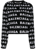 Balenciaga allover logo ull beskåret genser