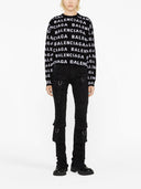 Balenciaga allover logo ull beskåret genser