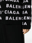 Balenciaga Allover Logo Wool Cardigan