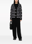 Balenciaga Allover Logo Wool Cardigan