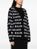 Balenciaga Allover Logo Wool Cardigan