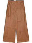 Alysi Wide Leg Cropped Leather Trousers