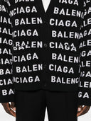 Balenciaga Allover Logo Wolle Strickjacke