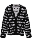 Balenciaga Allover Logo Wolle Strickjacke