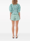 Ganni Stripe Cotton Shorts