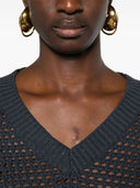 Brunello Cucinelli Cotton Net V Neck Sweater