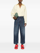 Jeans di cotone in denim a gamba larga veneta Bottega
