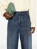 Jeans di cotone in denim a gamba larga veneta Bottega