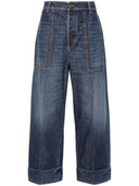 Jeans di cotone in denim a gamba larga veneta Bottega