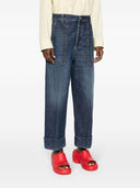 Jeans di cotone in denim a gamba larga veneta Bottega