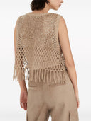 Brunello Cucinelli Silk And Linen Embroidered Top
