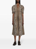 Ganni Leopard Print Organic Cotton Midi Nederdel