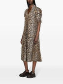 Ganni Leopard Print Organic Cotton Midi Nederdel